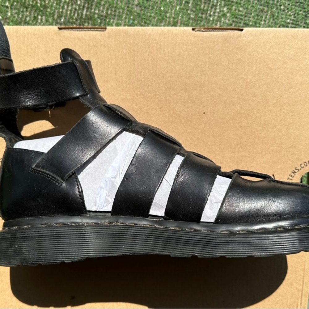 Dr. Martens Geraldo Gladiator Leather Black Sandals UK 7 US Womens 9 Men's 8 E41